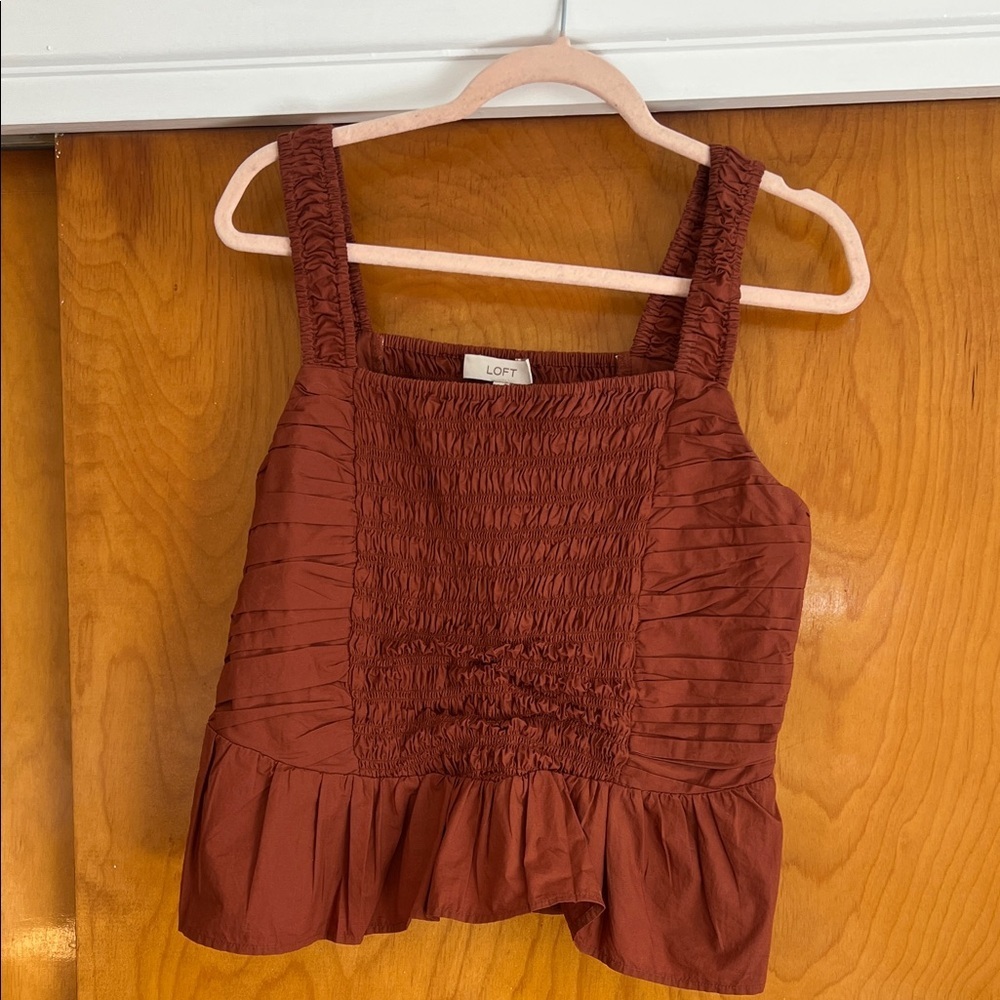 LOFT Rust Orange Fluttery Tank Top - Picture 3 of 5